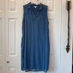 Dark Chambray Collared Dress